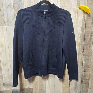Saint James Vintage Navy Knit Full Zip Wool Sweater 8 Designer Luxury Minimalist